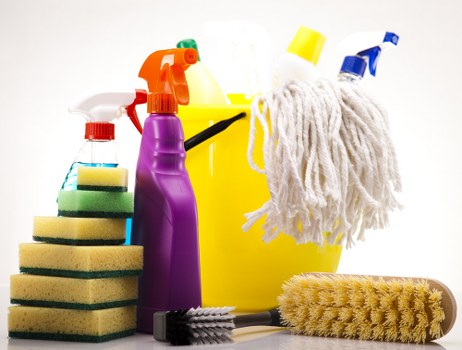 Professional carpet cleaning equipment in a safe work setting