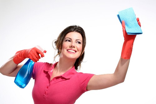 Cleaner working on a vinyl hard floor in Kingston